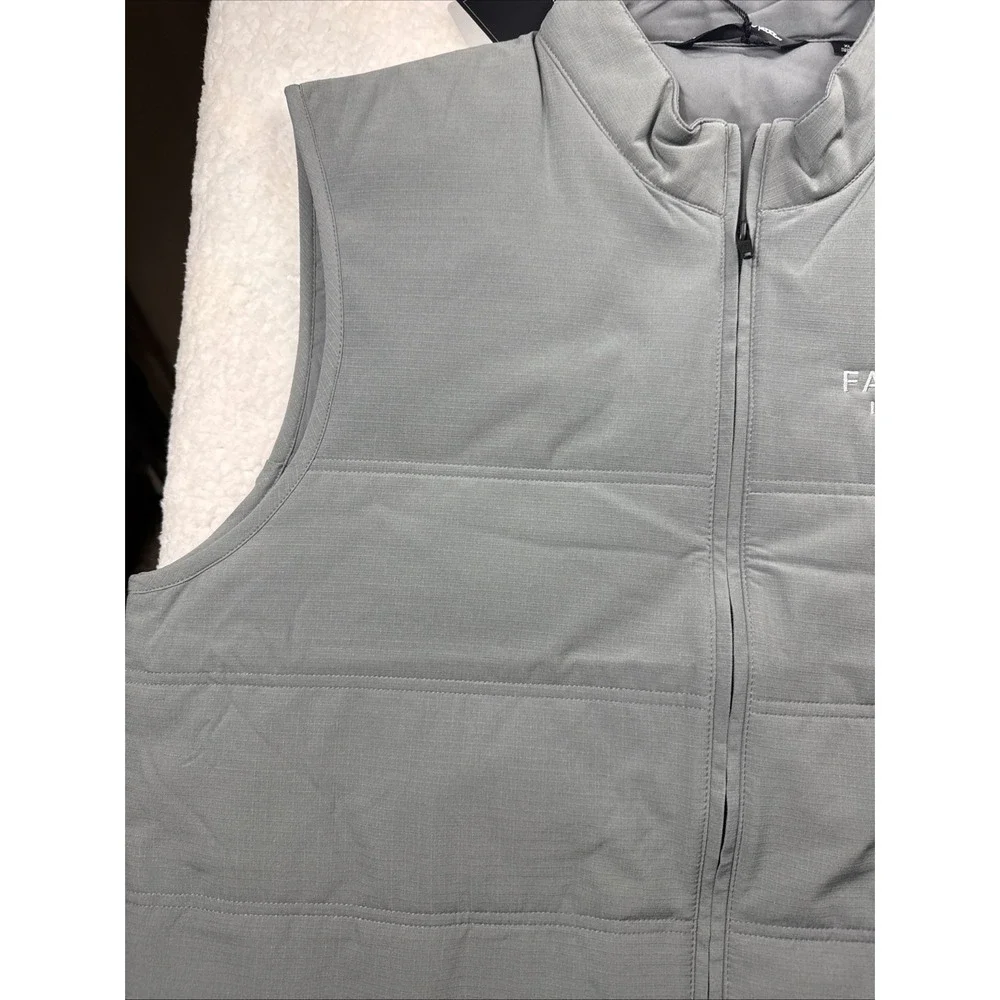 Travis Mathew Cold Bay Vest Quilted Men XL Shade Gray NWT Farmers Insurance Logo